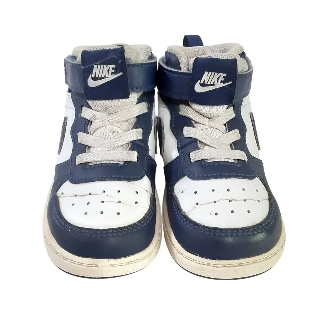 Nike Court Borough Mid 2 High Top Sneakers Boys 7 Blue White Running Shoes